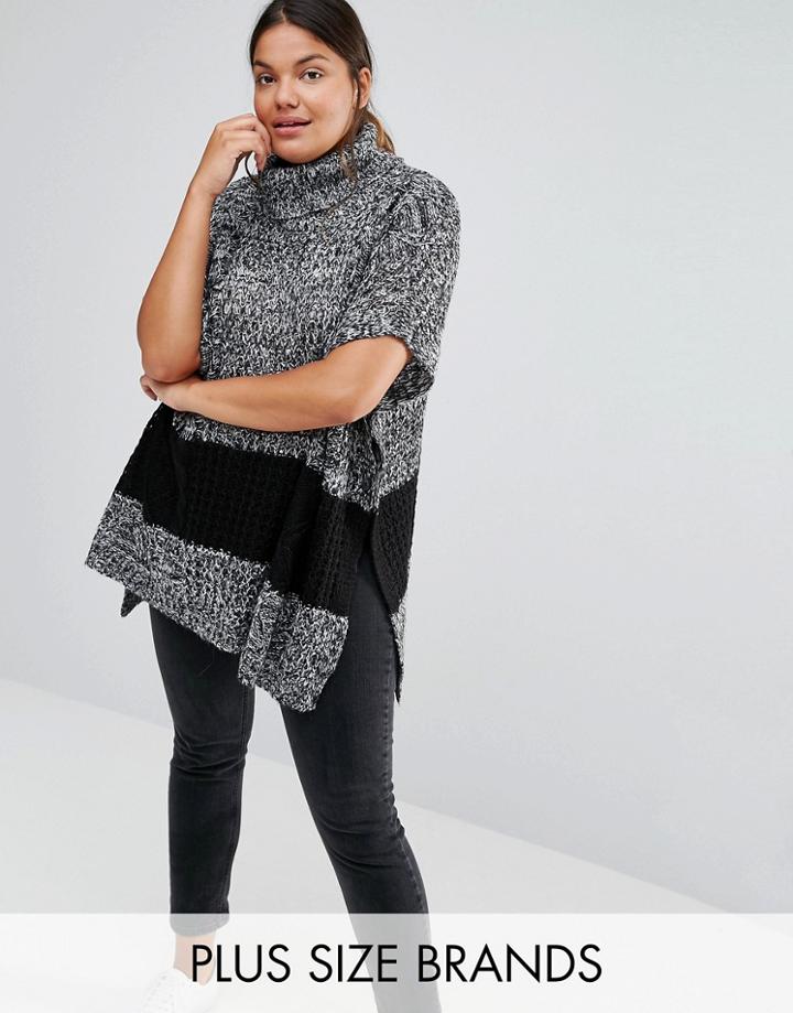 Junarose Knitted Roll Neck Poncho - Multi