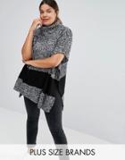 Junarose Knitted Roll Neck Poncho - Multi