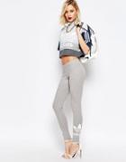 Adidas Originals Adicolour Leggings With Double Trefoil Logo - Medium Gray Heather