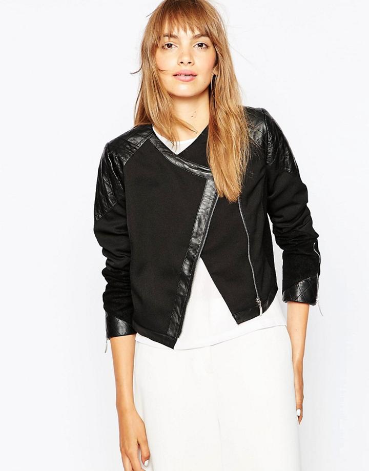 Suboo Eveleigh Biker Jacket With Leather - Black