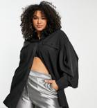 Extro & Vert Plus Pleated Oversized Shirt In Black