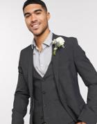 Asos Design Wedding Super Skinny Suit Jacket In Charcoal Four Way Stretch-grey