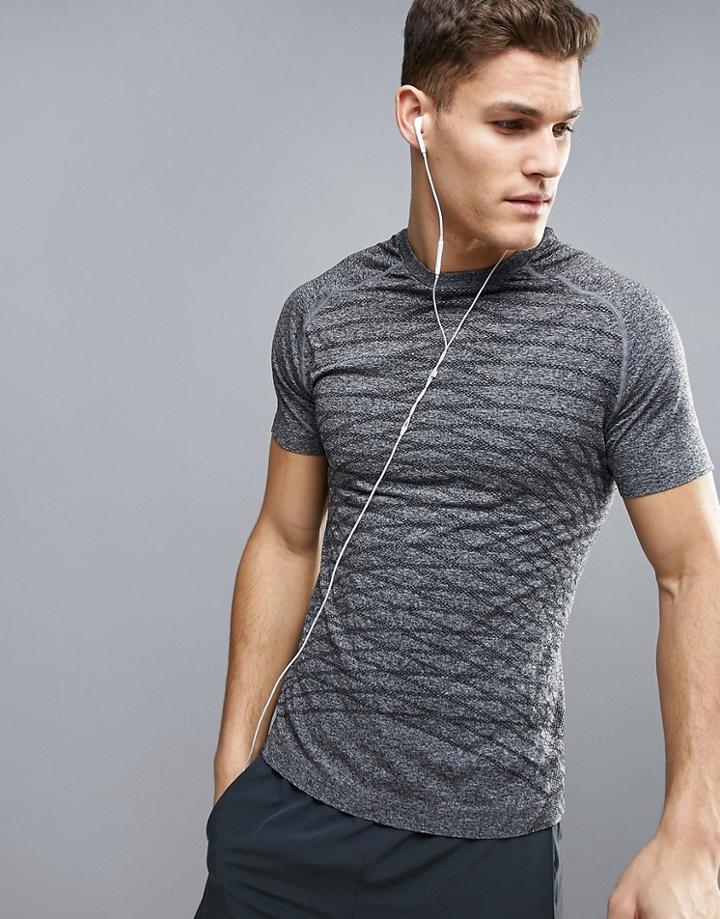 Bershka Sport Short Sleeve Compression Top In Gray - Gray