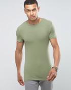 Asos Extreme Muscle Fit T-shirt With Crew Neck - Green
