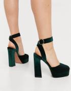Asos Design Pecan Platform High Heels In Green