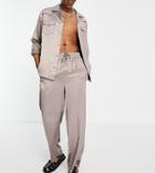 Reclaimed Vintage Inspired Satin Straight Leg Pants In Gray - Part Of A Set