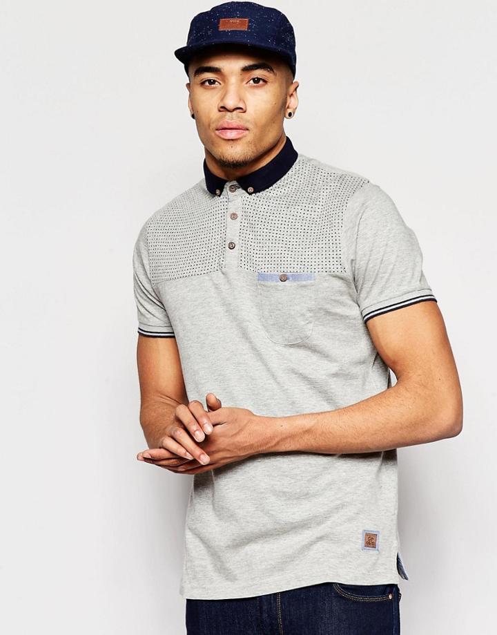 Brave Soul Contrast Chest Spot Polo - Gray