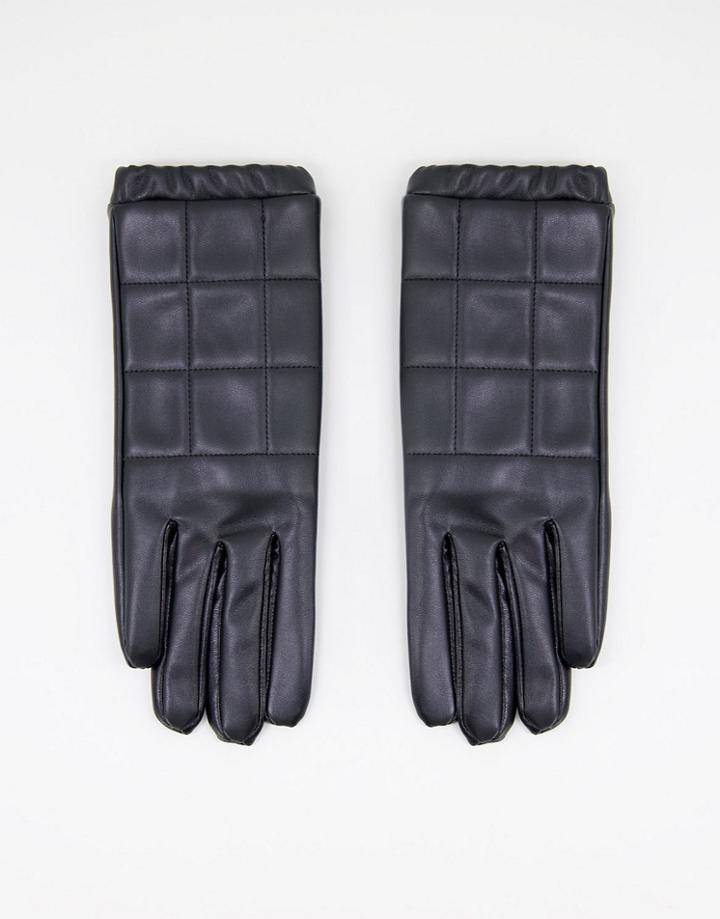Svnx Pu Leather Gloves In Black