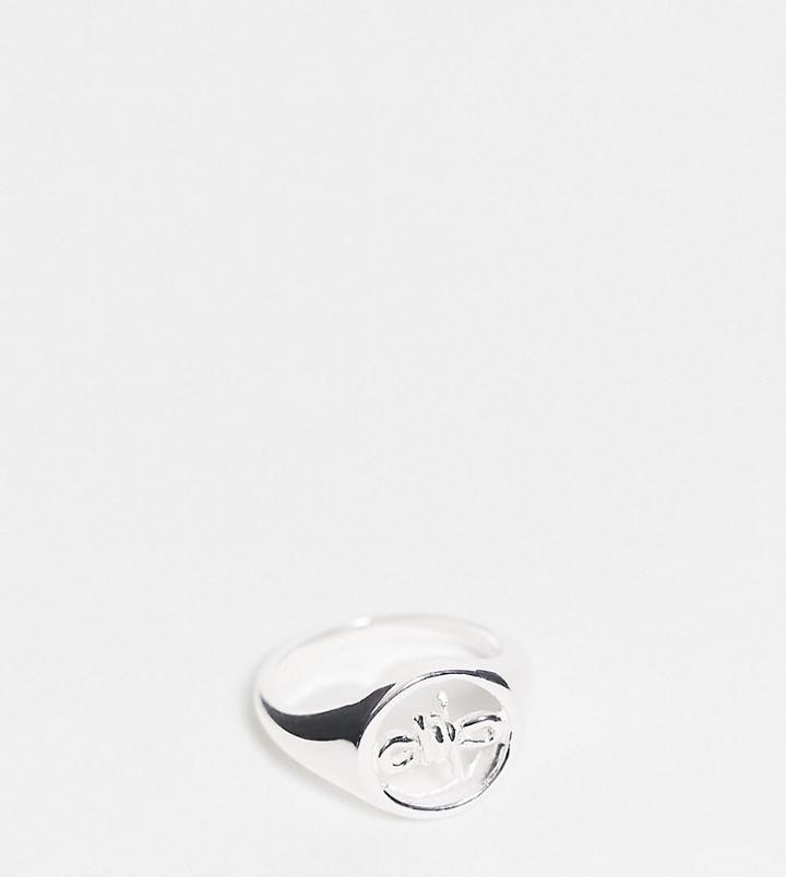 Asos Design Sterling Silver Ring With Barbed Wire Design