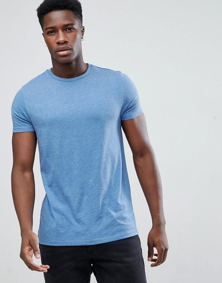 Asos Design Crew Neck T-shirt In Blue - Blue
