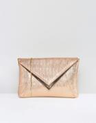 Dune Emille Rose Gold Envelope Clutch Bag - Gold