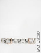 Asos Curve Snake Double Buckle Triangle Tipped Belt - White