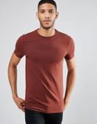 Asos Longline Muscle T-shirt In Chestnut - Red