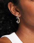 Ashiana Half Moon Earrings With Crystal Details In Gold