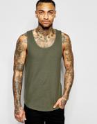 Asos Waffle Jersey Muscle Tank In Green - Green