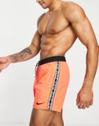Nike Swimming Digi Swoosh Logo Tape 5 Inch Volley Shorts In Red