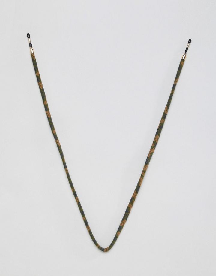 Asos Design Sunglasses Chain In Camouflage - Green