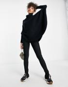 Qed London Oversized Batwing Sweater And Leggings Set-black