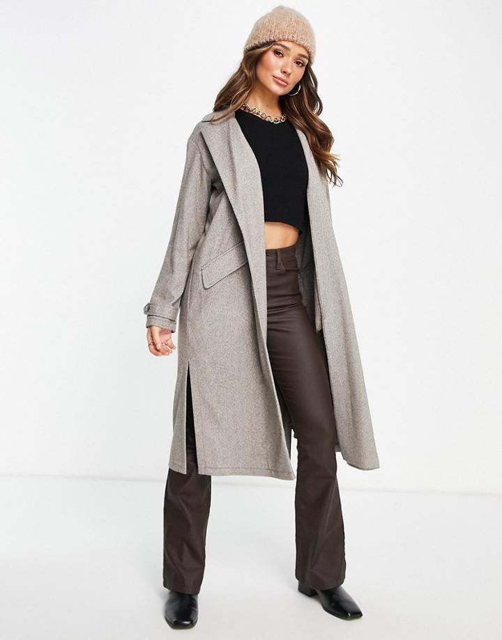 River Island Jersey Longline Duster Coat In Gray