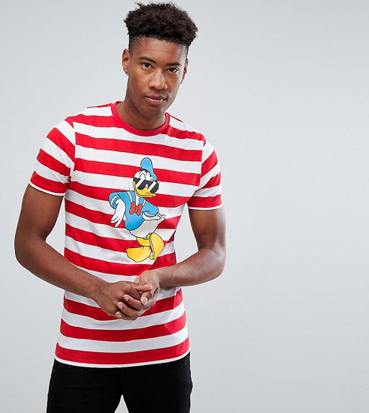 Asos Tall Donald Duck Stripe T-shirt - Red