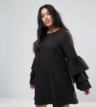 Unique 21 Hero Tiered Sleeve Shift Dress - Black