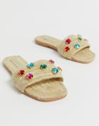 Asos Design Jayme Gem Embellished Espadrille Sandals-beige