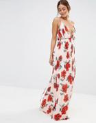 Missguided Strappy Plunge Floral Maxi Dress - Multi