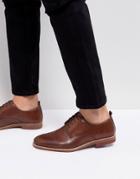 Asos Design Casual Lace Up Shoes In Tan Leather With Contrast Sole