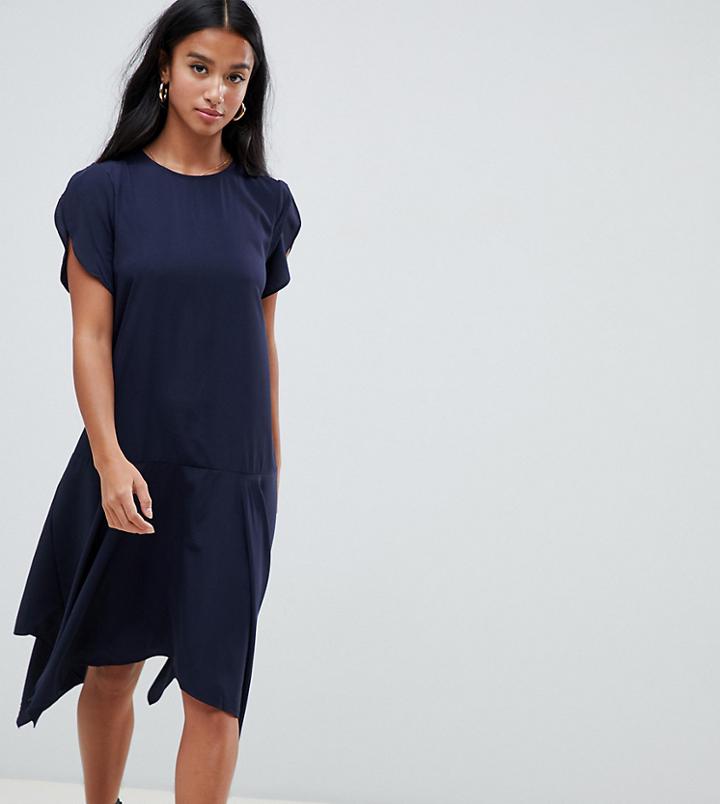 Vero Moda Petite Hanky Hem Smock Dress - Navy