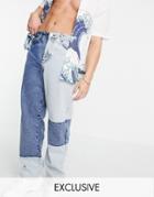 Reclaimed Vintage Inspired 90's Baggy Jeans In Patchwork Denim-blues
