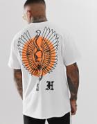 Hnr Ldn Wings Back Print T-shirt In Oversized-white