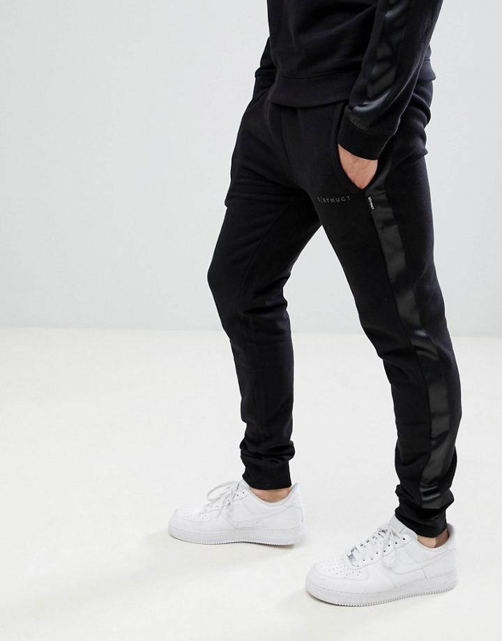 D-struct Jogger With Satin Leg Stripe - Black