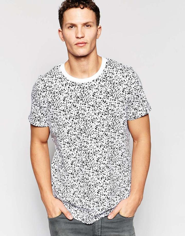 Jack & Jones Oversized T-shirt With All Over Paint Print - White
