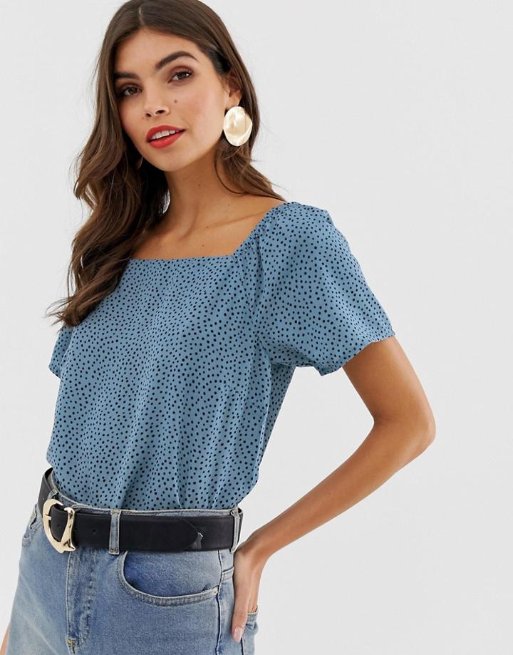 Vila Spotty Square Neck Top - Multi