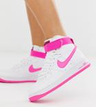 Nike White And Pink Air Force 1 Hi Sneakers