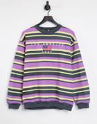 Daisy Street Relaxed Sweatshirt With Los Angeles Embroidery In Retro Stripe-purple