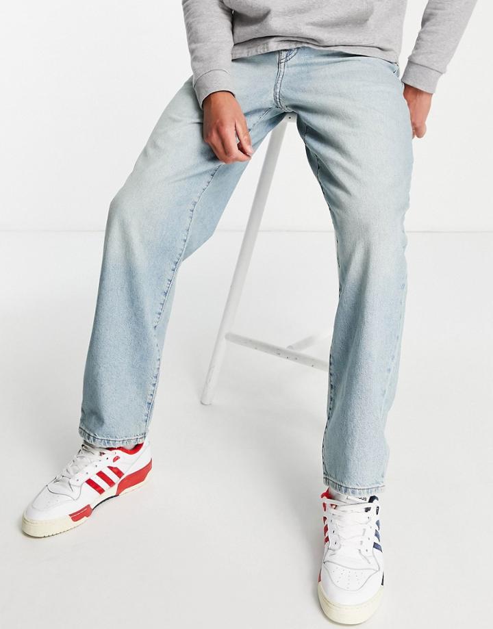Asos Design Baggy Jeans In Tinted Light Wash Blue-blues