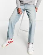 Asos Design Baggy Jeans In Tinted Light Wash Blue-blues