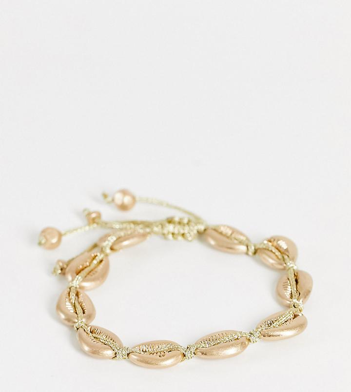 South Beach Faux Shell Anklet In Gold