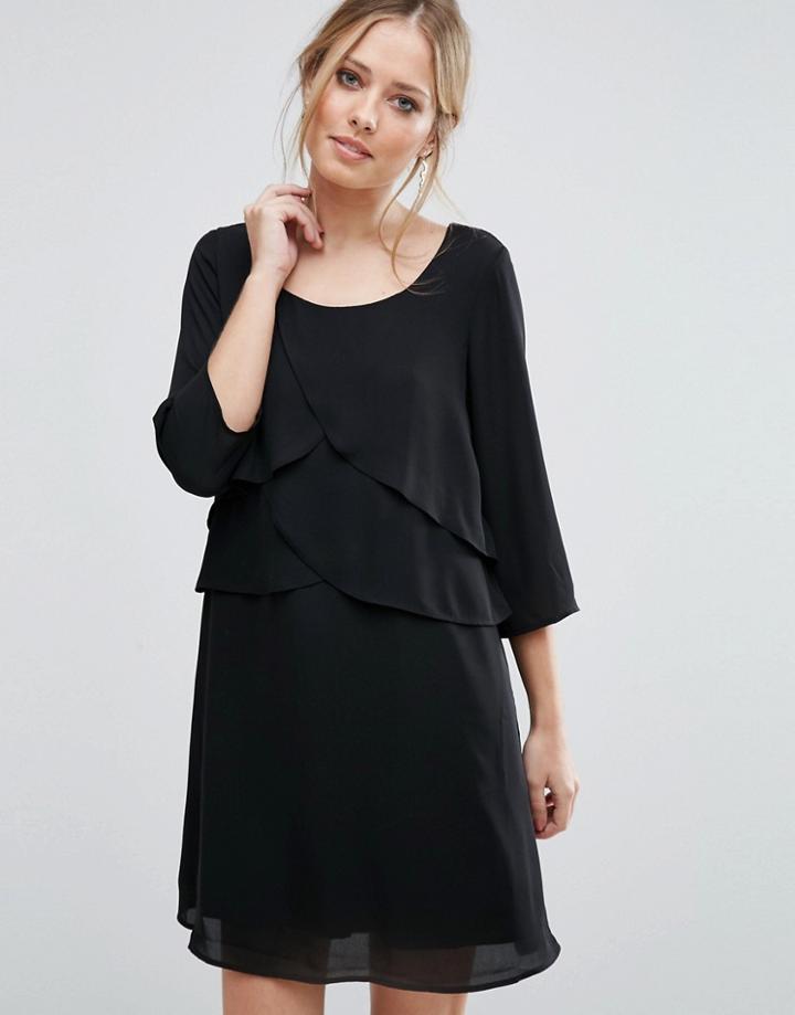 Vero Moda Frill Layered Shift Dress - Black