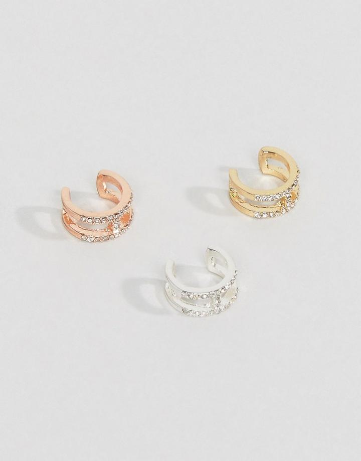 Johnny Loves Rosie Rhinestone Ear Cuff - Silver