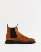 Asos Design Chelsea Boots In Tan Suede With Chunky Sole - Tan
