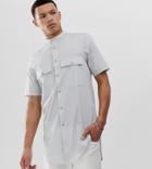 Asos Design Tall Regular Fit Super Longline Shirt In Gray - Gray
