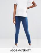 Asos Maternity Rivington Jegging In Amelia Dark Blue Wash With Under The Bump Waistband - Blue