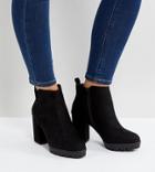 New Look Wide Fit Chunky Cleated Sole Heeled Ankle Boot - Black
