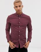 Asos Design Skinny Fit Smart Shirt With Ditsy Print In Burgundy - Red