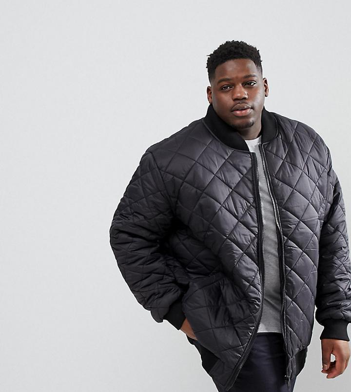 Loyalty And Faith Plus Quilted Zip Thru Bomber Jacket - Black