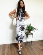 Bolongaro Trevor Sleeveless Tie Dye Midi Dress In Black