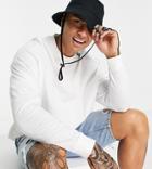 Asos Unrvlld Spply Oversized Long Sleeve T-shirt With Logo Print In White