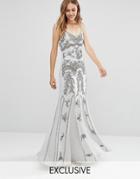 Maya Delicate Embellished Maxi Dress With Fishtail - Gray